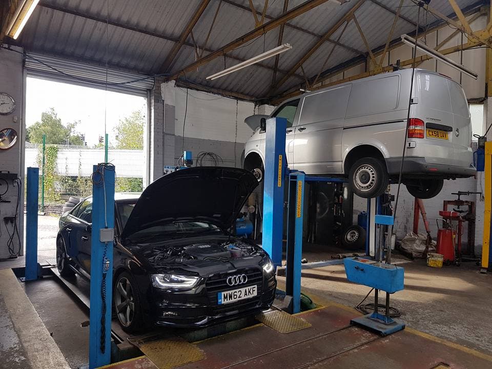 Mechanic working on a car